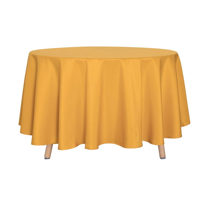 sancua Round Tablecloth - 90 Inch - Water Resistant Spill Proof Washable Polyester Table Cloth Decorative Fabric Table Cover for Dining Tables, Buffet Parties and Camping, Gold - Image 1